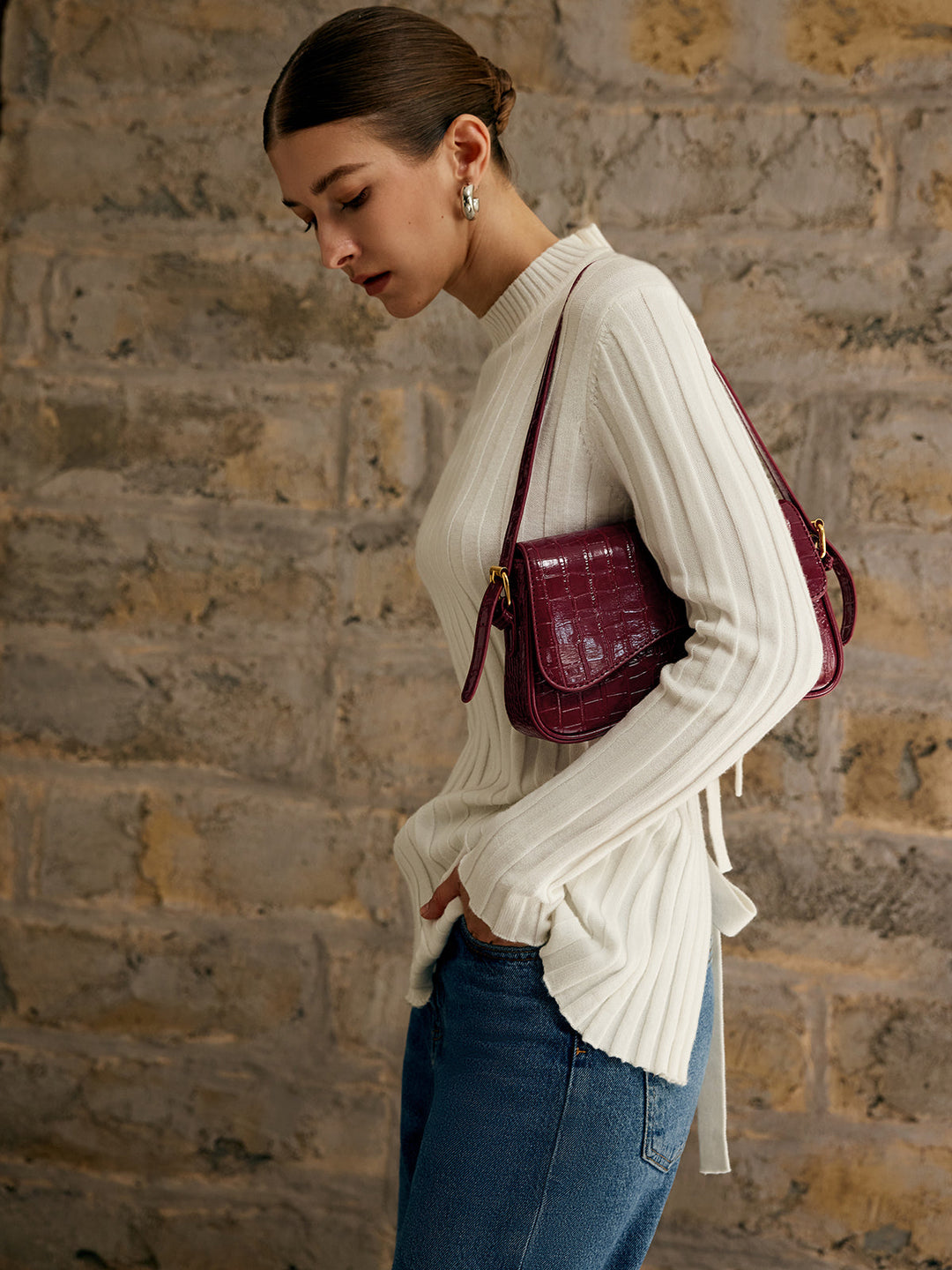 Sac bandoulière à carreaux à boucle