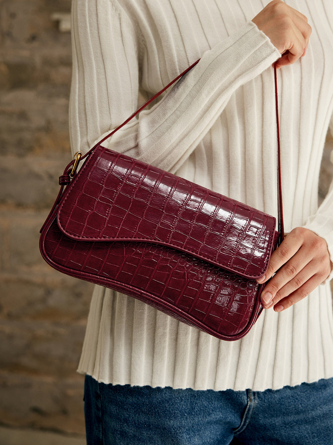 Sac bandoulière à carreaux à boucle