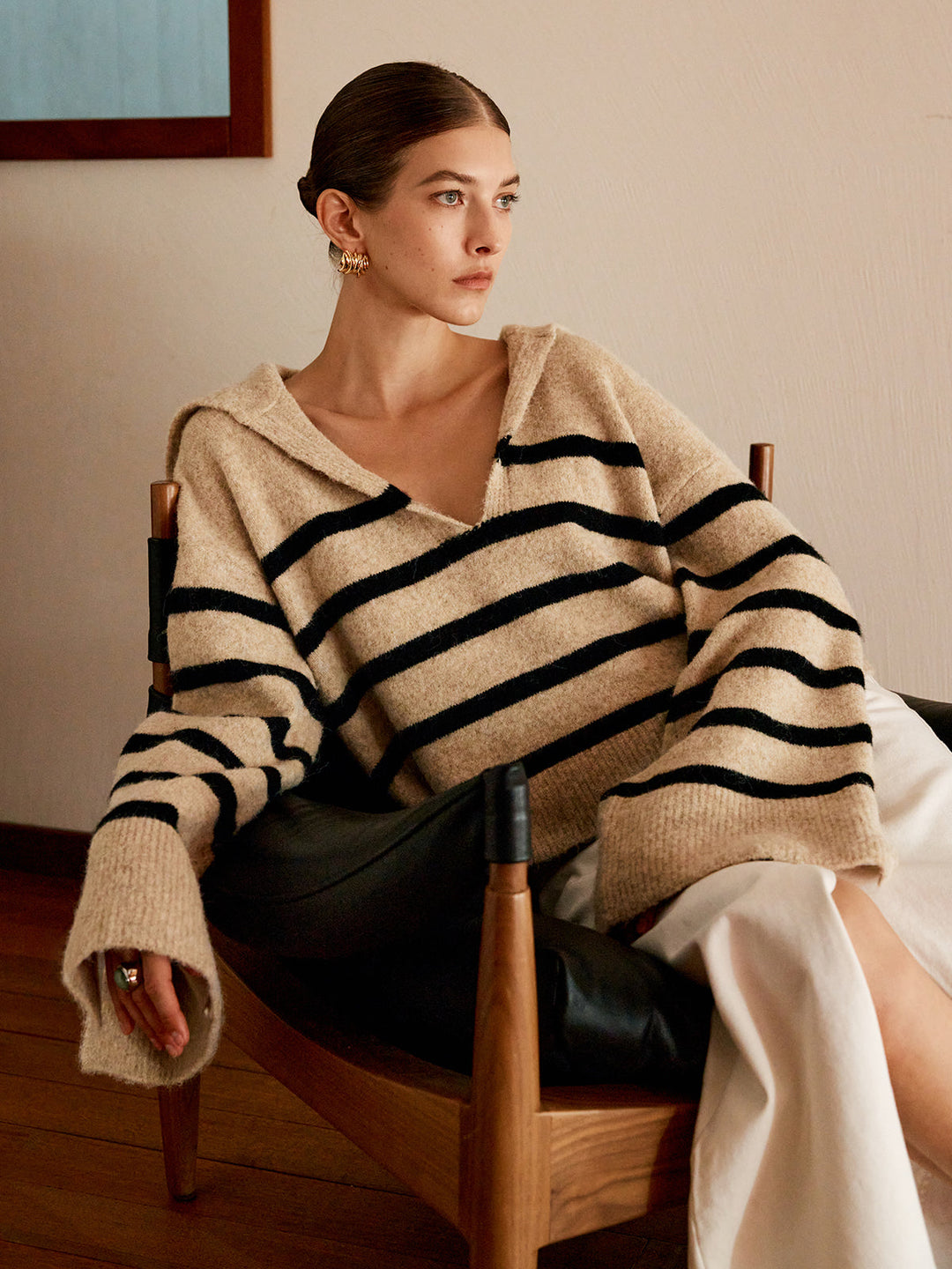 Pull à Manches Longues En Coton Oubl surdimensionné