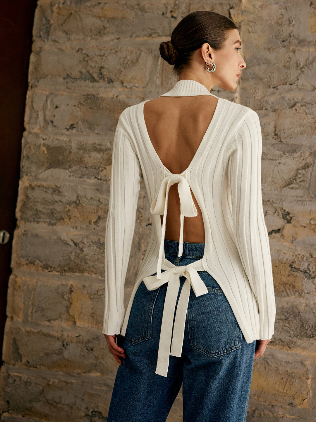 Haut en tricot à dos ouvert