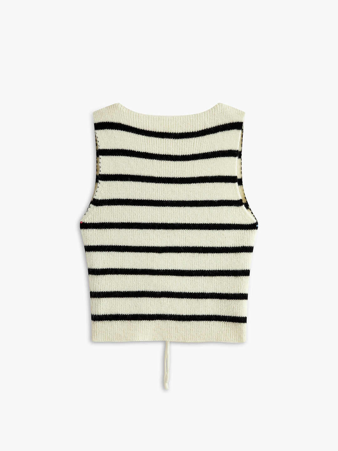 Gilet Pull sans Manches à Rayures en V