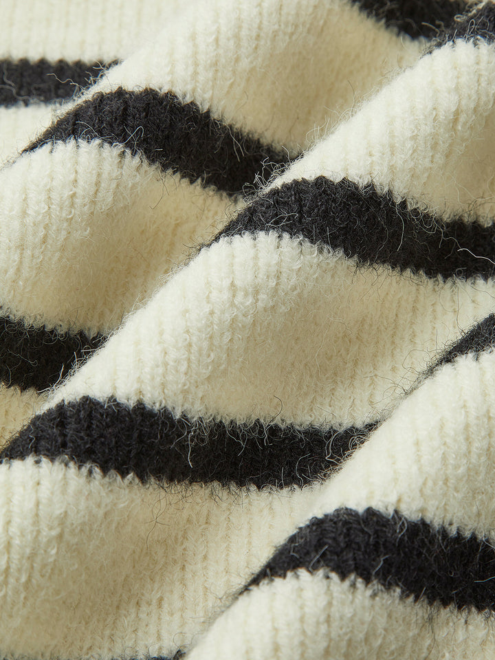 Gilet Pull sans Manches à Rayures en V