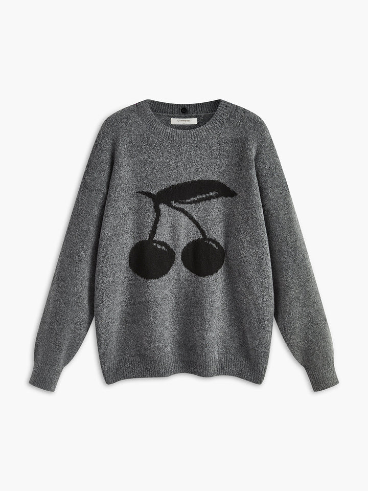Pull en maille mélangée avec imprimé cerise