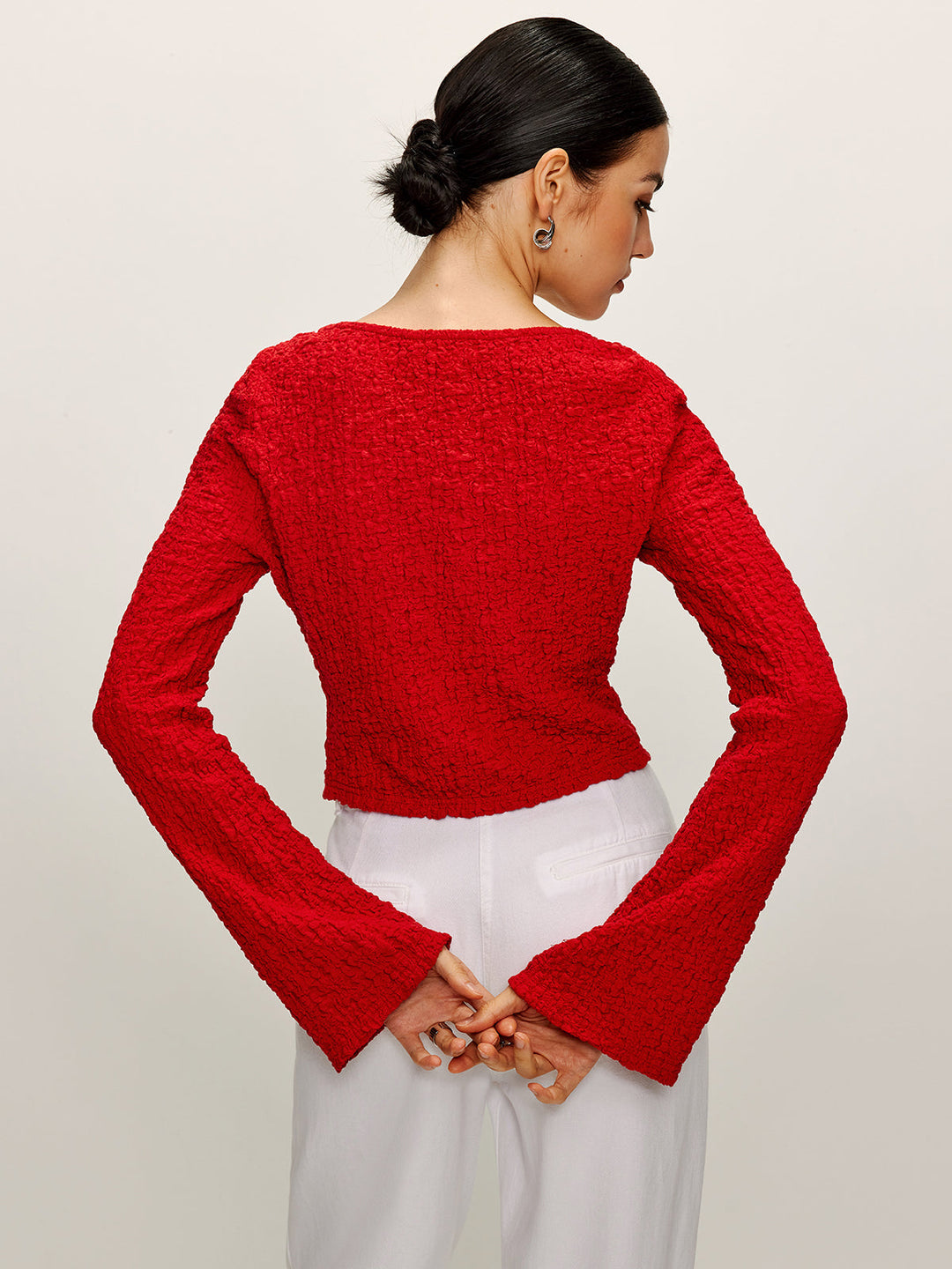 Blouse Souple en Coton Mélangé à Nouer Devant