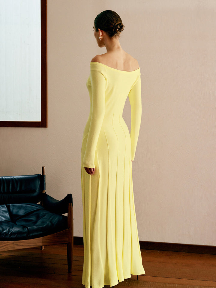 Robe Pull Col Bardot Plissée