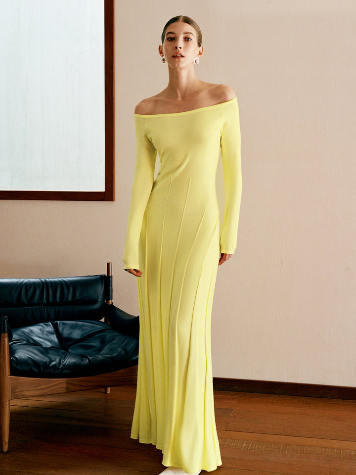 Robe Pull Col Bardot Plissée