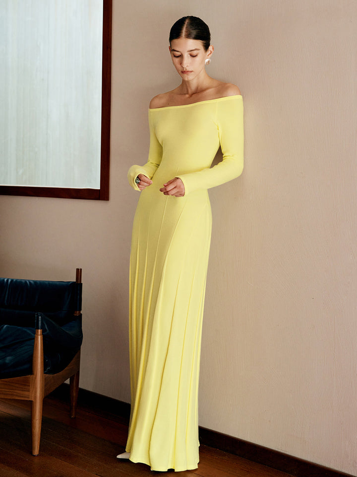 Robe Pull Col Bardot Plissée