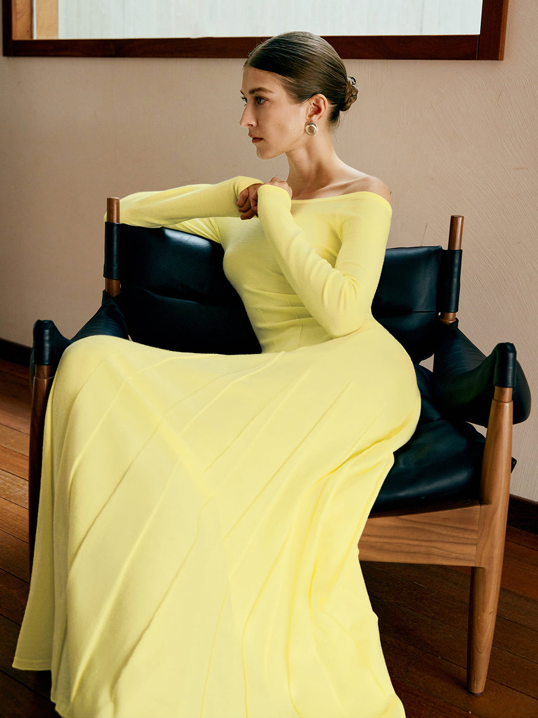 Robe Pull Col Bardot Plissée