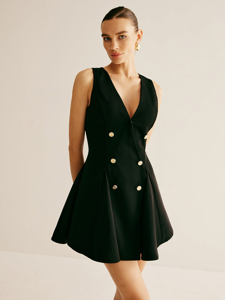 Robe Sans Manches Plissée Forme Parapluie