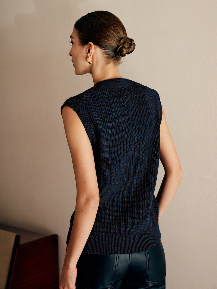 Gilet en maille côtelée mélangé coton
