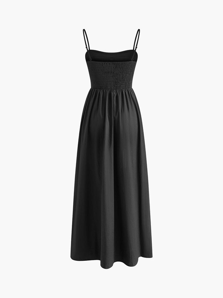 Robe Longue Coton Sans Manches à Poches Découpe