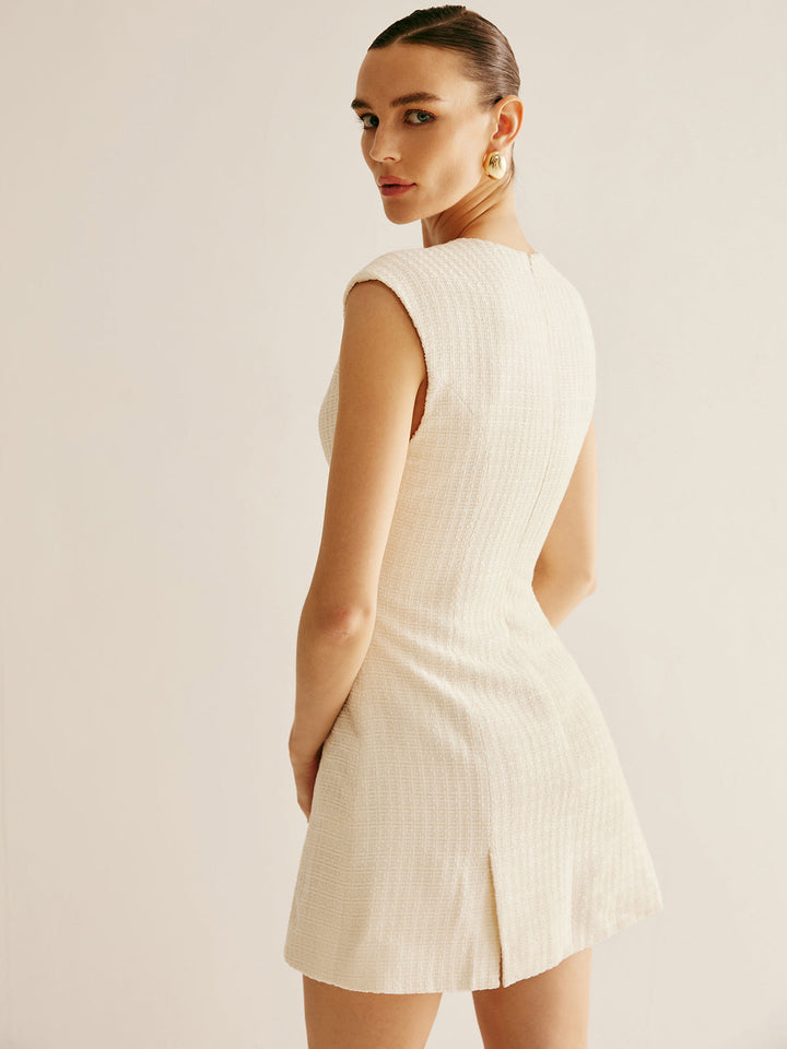 Robe Courte Tweed à Fermeture Éclair