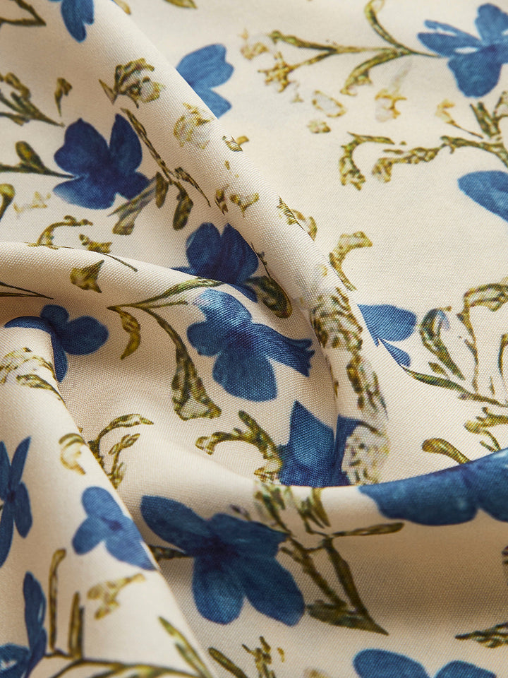 Robe Longue à Imprimé Floral avec Ourlet Irrégulier Noué