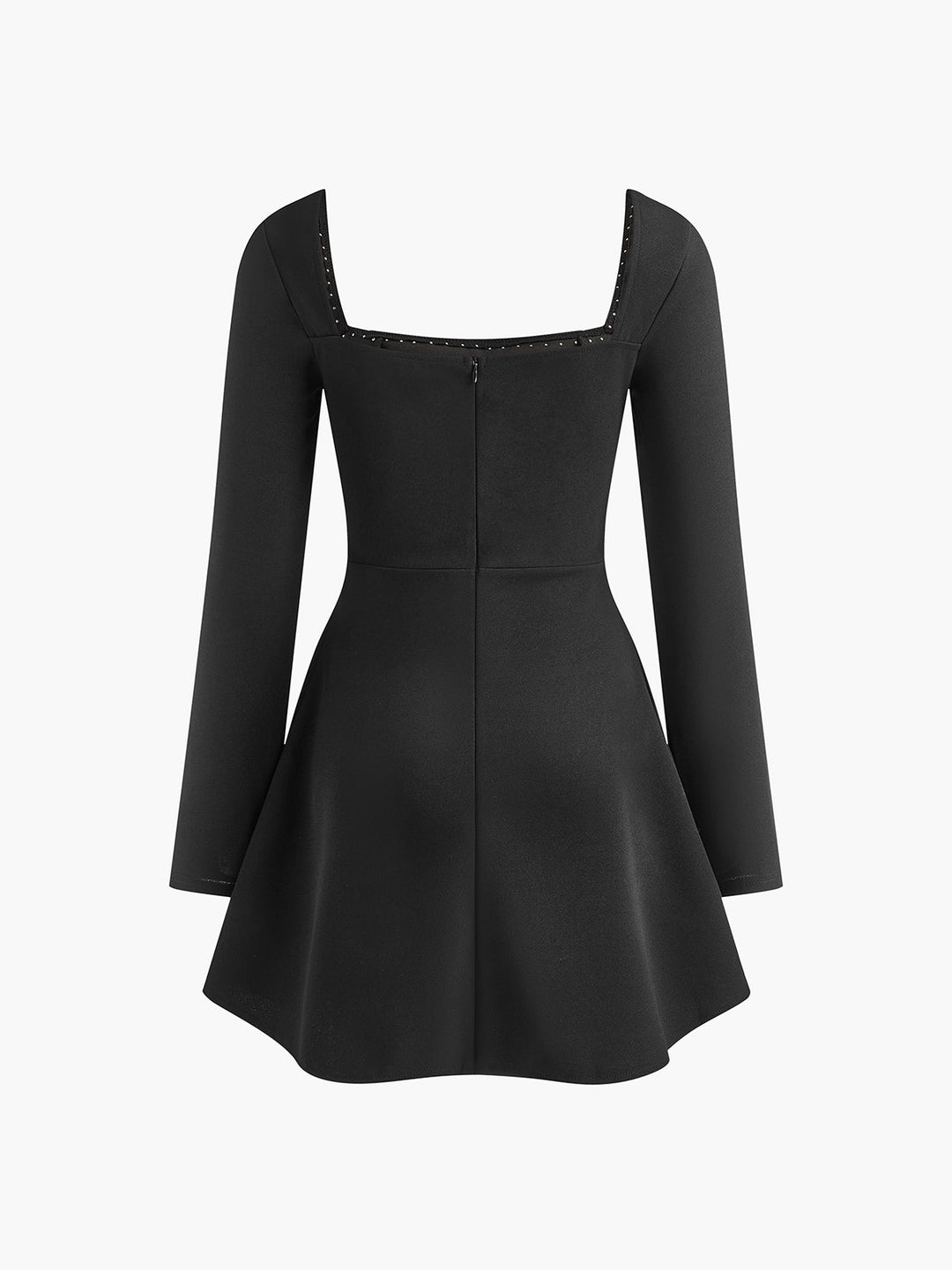Robe Plissée à Décoration Perles Col Carré