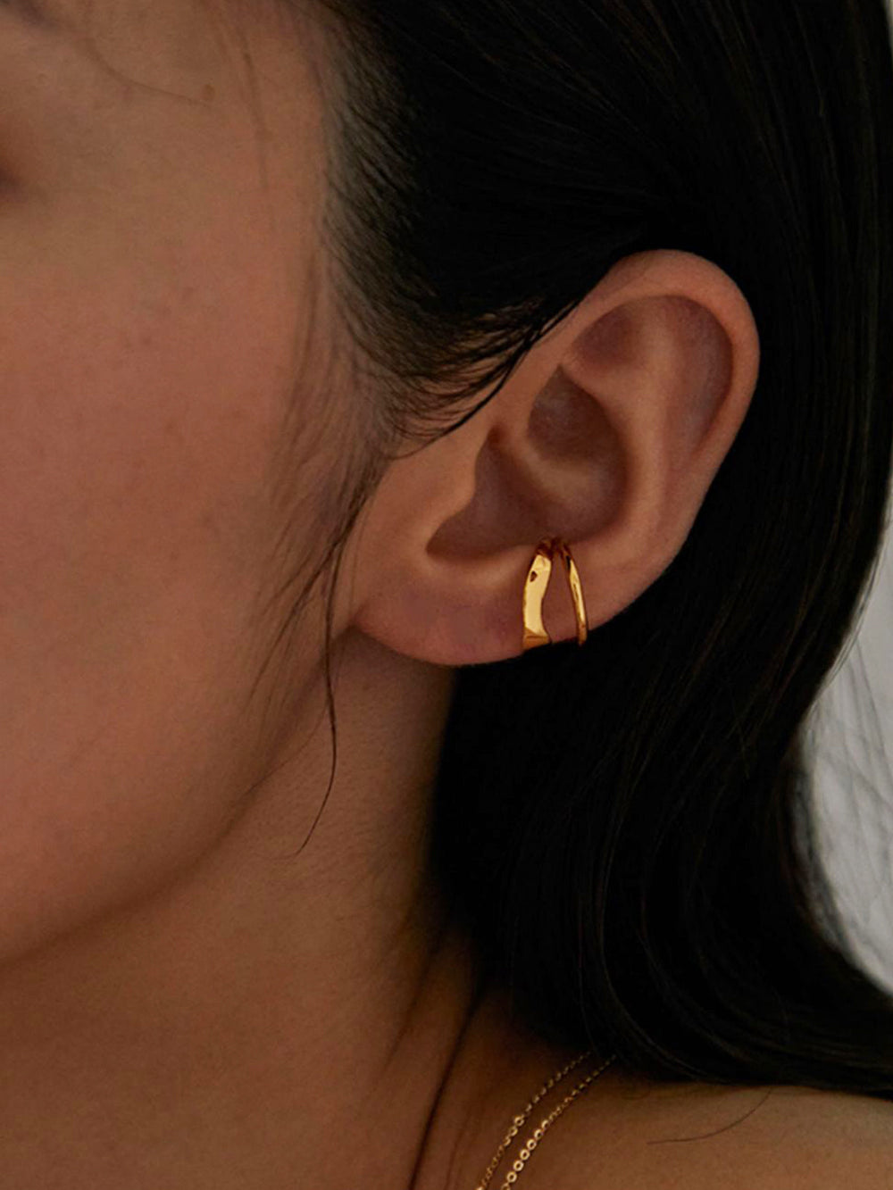Clip d'oreille anneau irrégulier à double couche 1 pièce