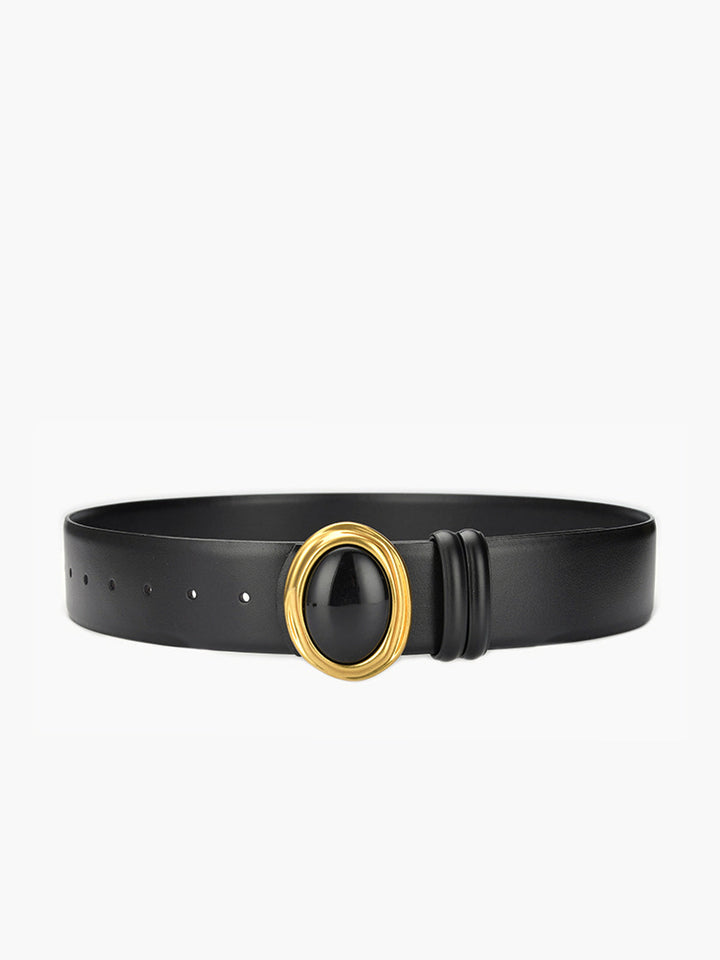 Ceinture à boucle ovale dorée
