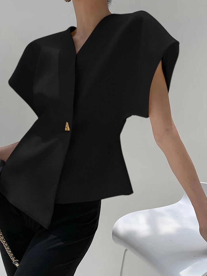 Blouse tendance à col en V boutonnée