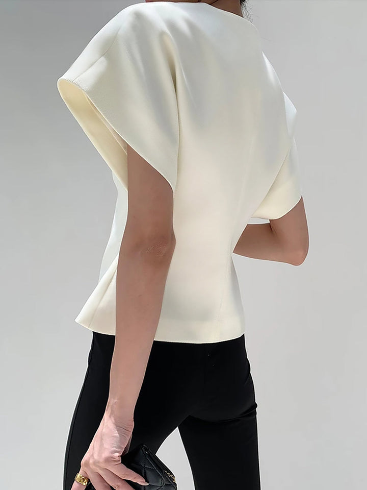 Blouse tendance à col en V boutonnée