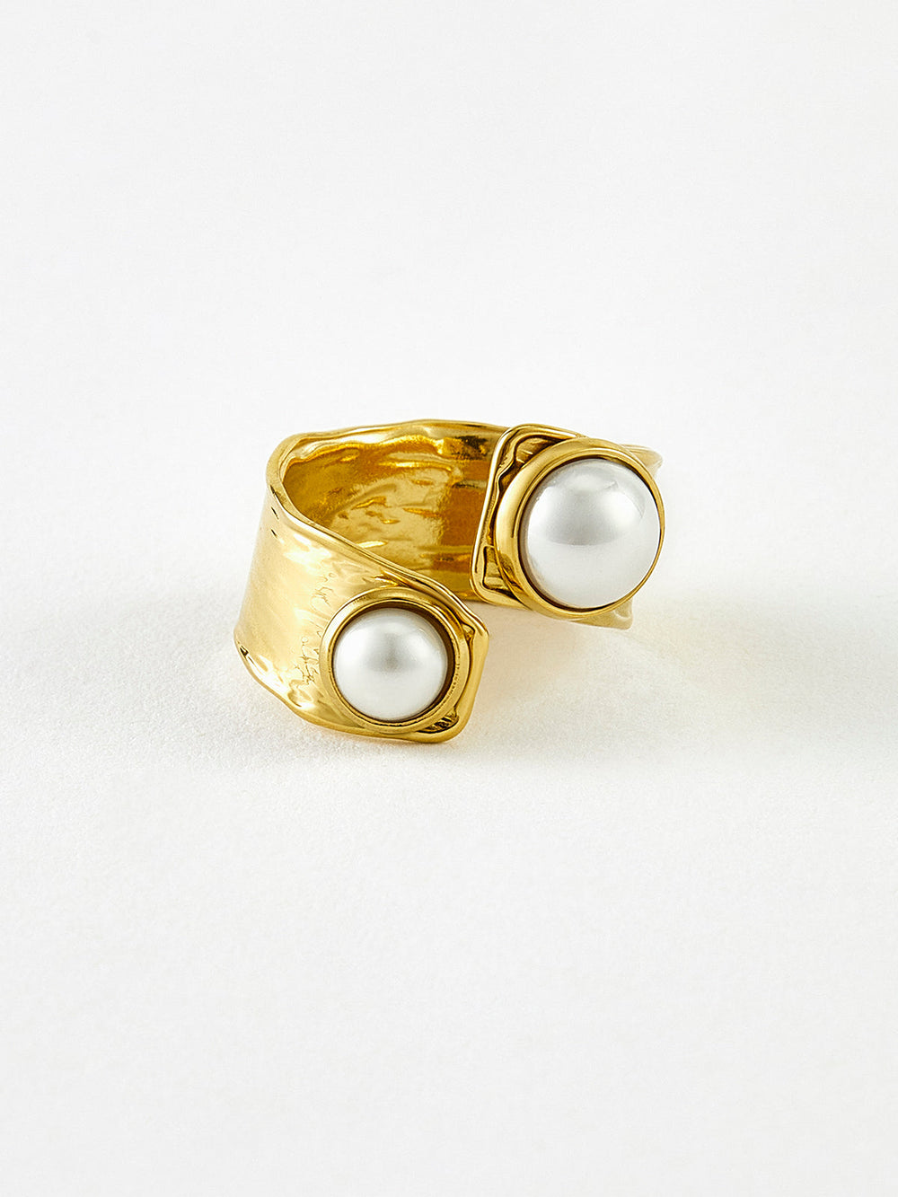 Bague Ouverte Perle Tunnel Dorée