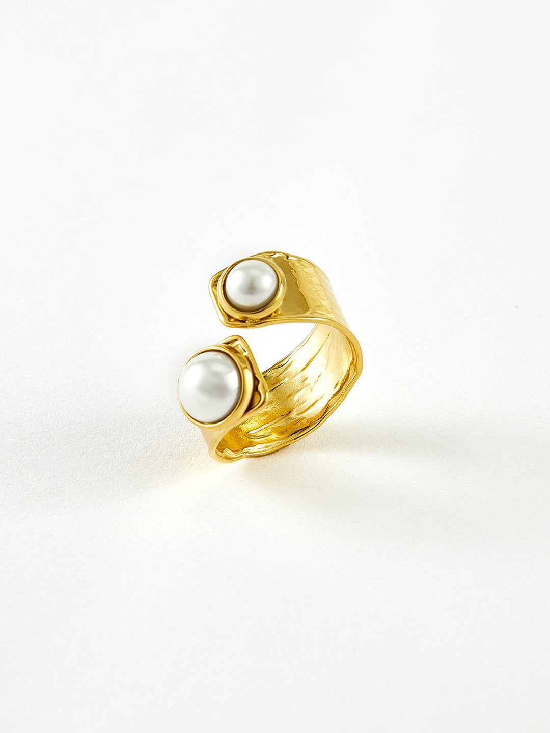 Bague Ouverte Perle Tunnel Dorée