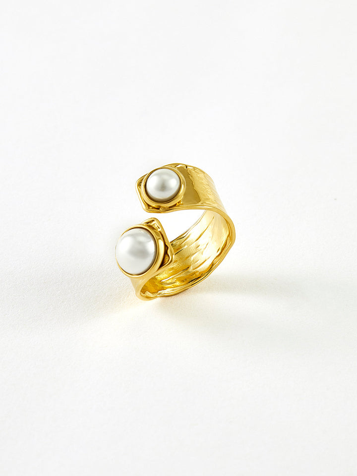 Bague Ouverte Perle Tunnel Dorée