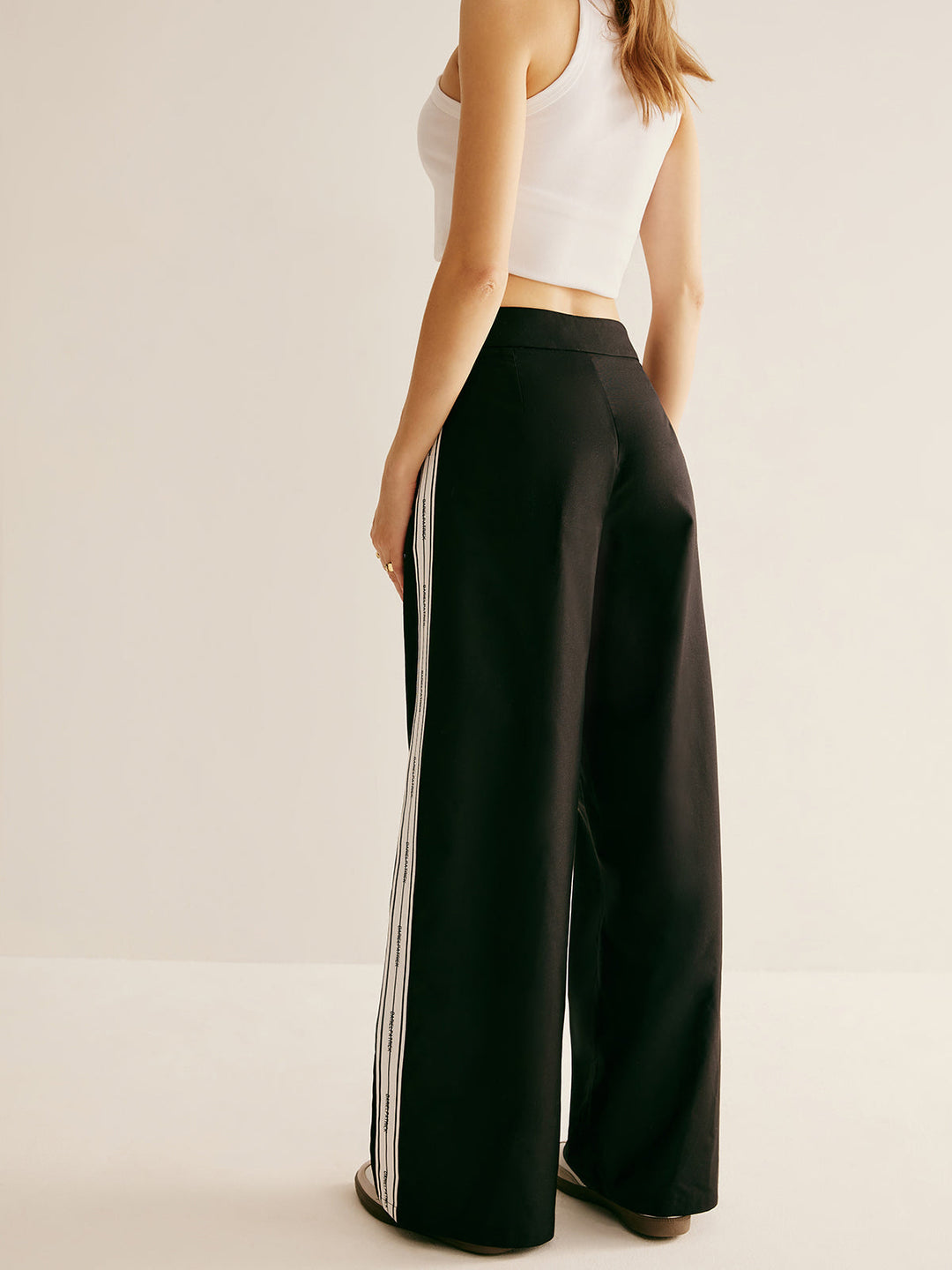 Pantalon Patchwork Taille Haute à Cordon