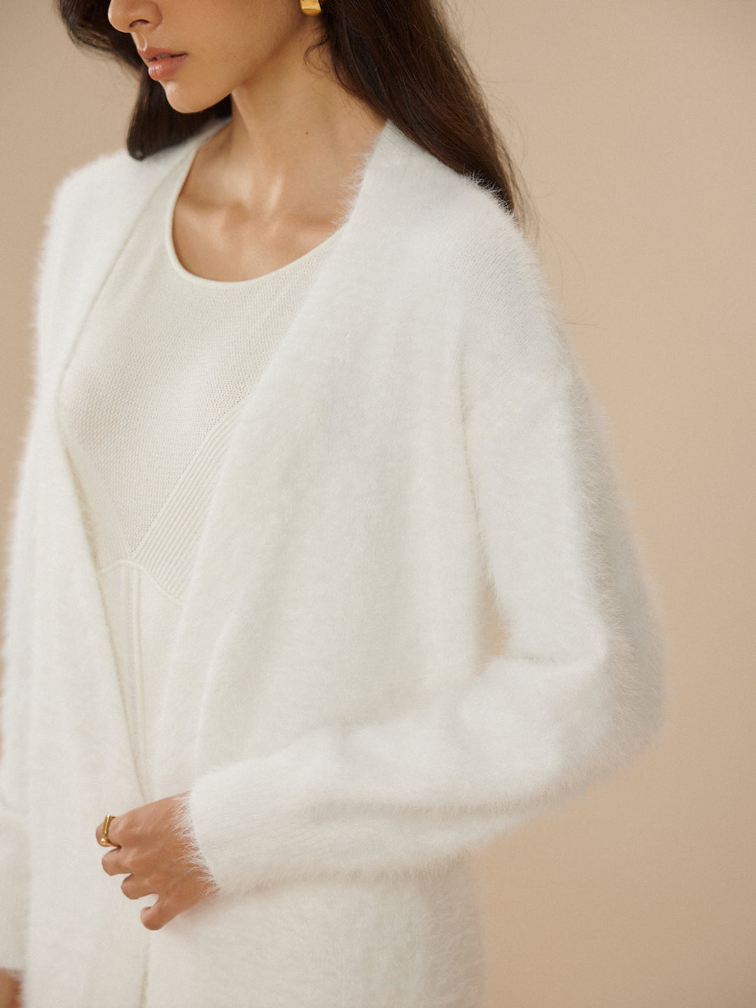Cardigan Ceinture Élégant Uni Flou