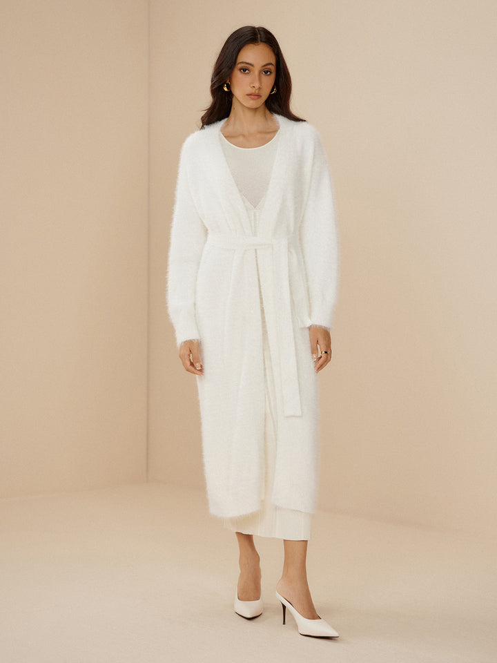 Cardigan Ceinture Élégant Uni Flou