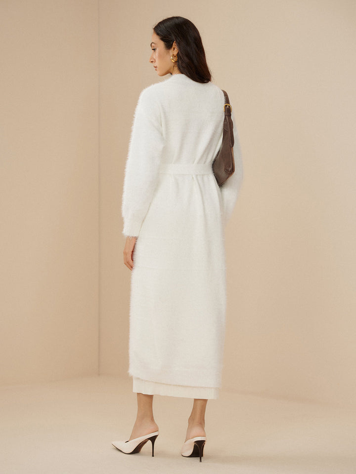 Cardigan Ceinture Élégant Uni Flou