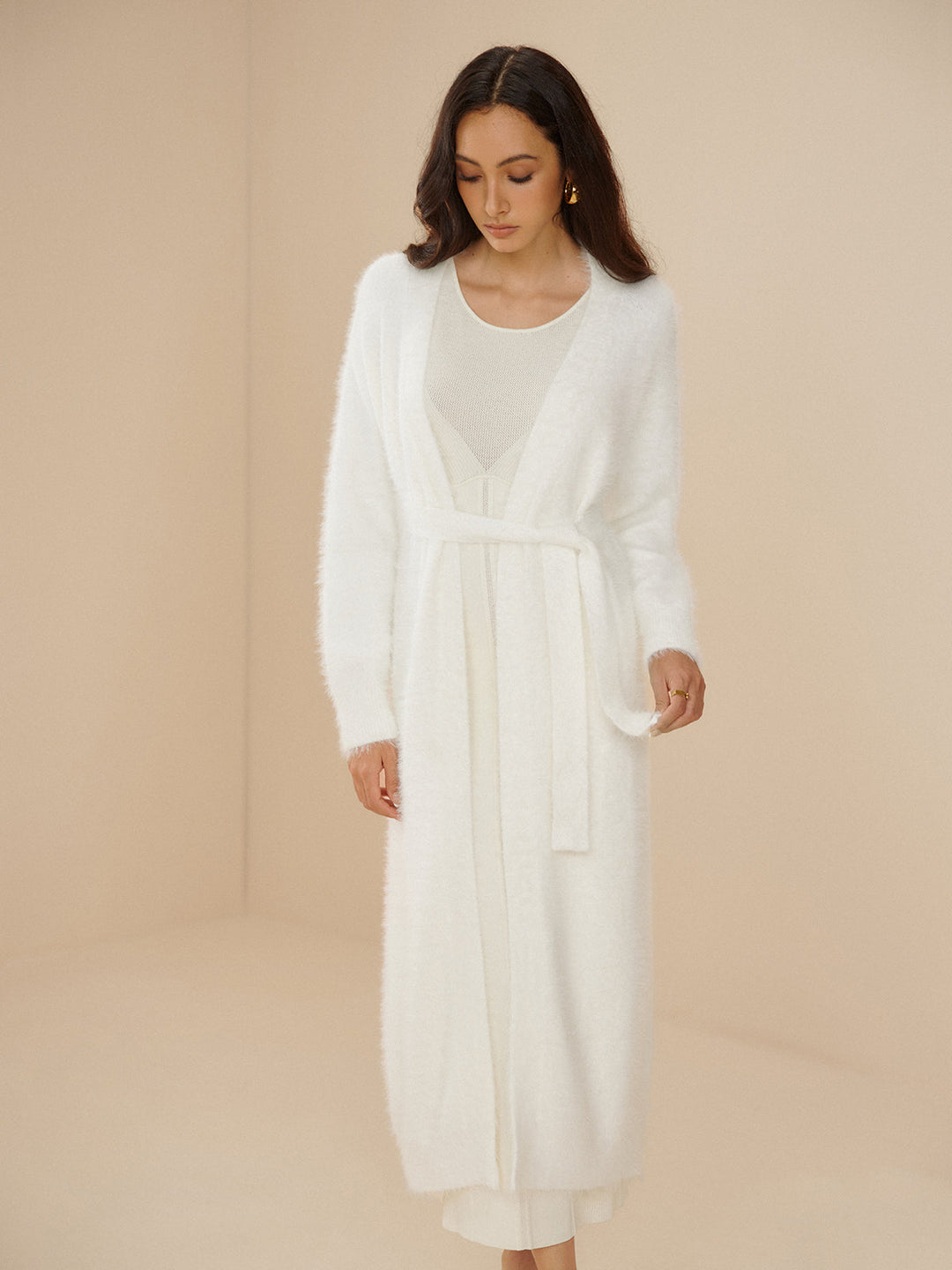 Cardigan Ceinture Élégant Uni Flou