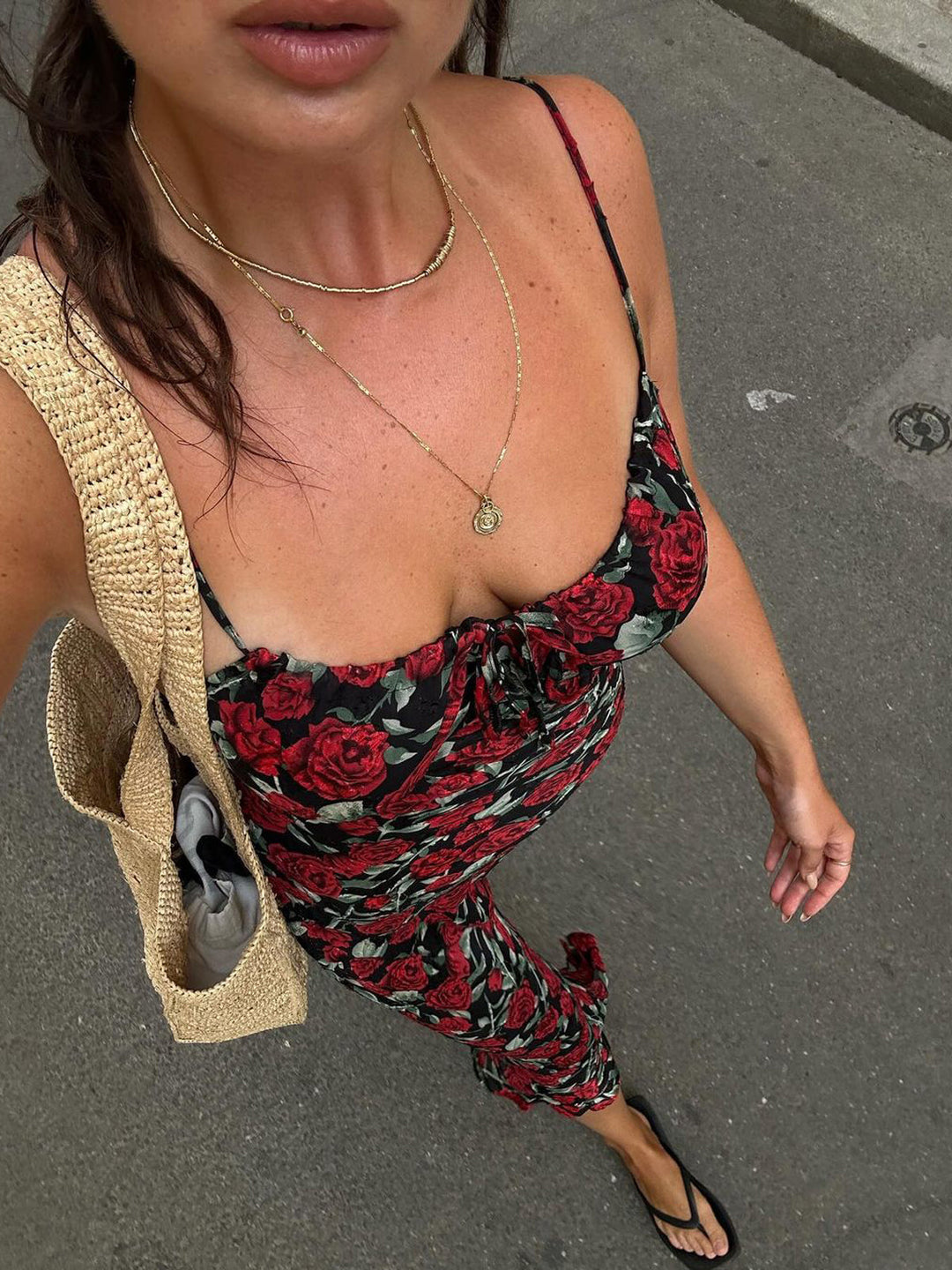 Robe Longue Fleurie Rose Bulgare