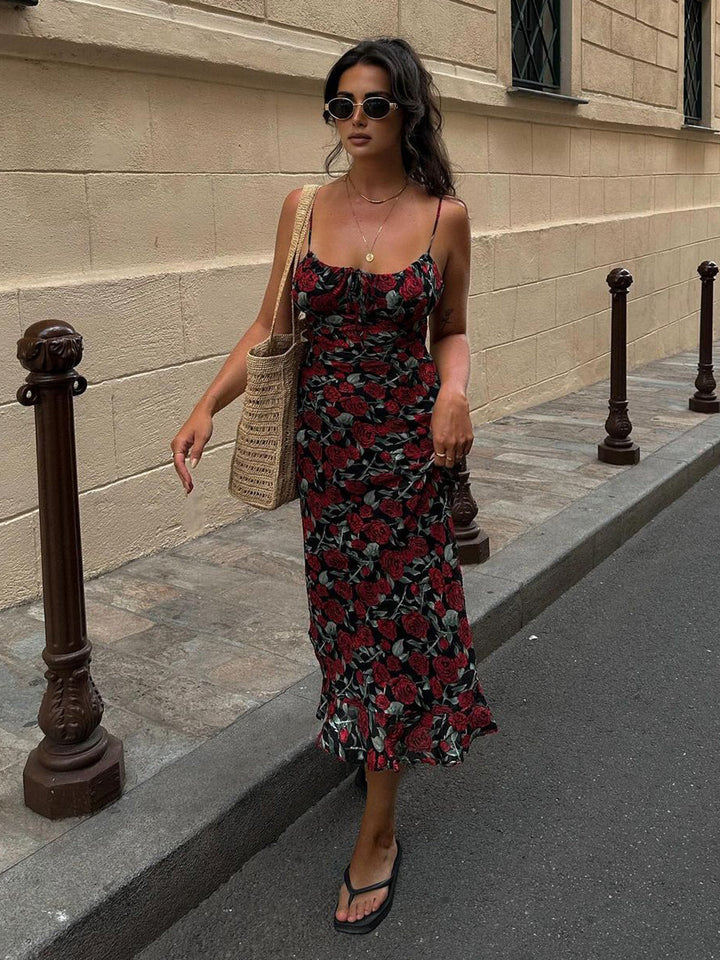 Robe Longue Fleurie Rose Bulgare