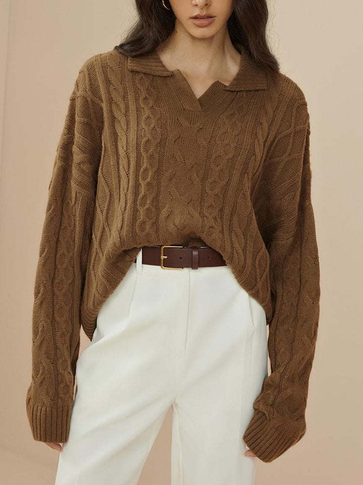 Pull en tricot torsadé à revers surdimensionné