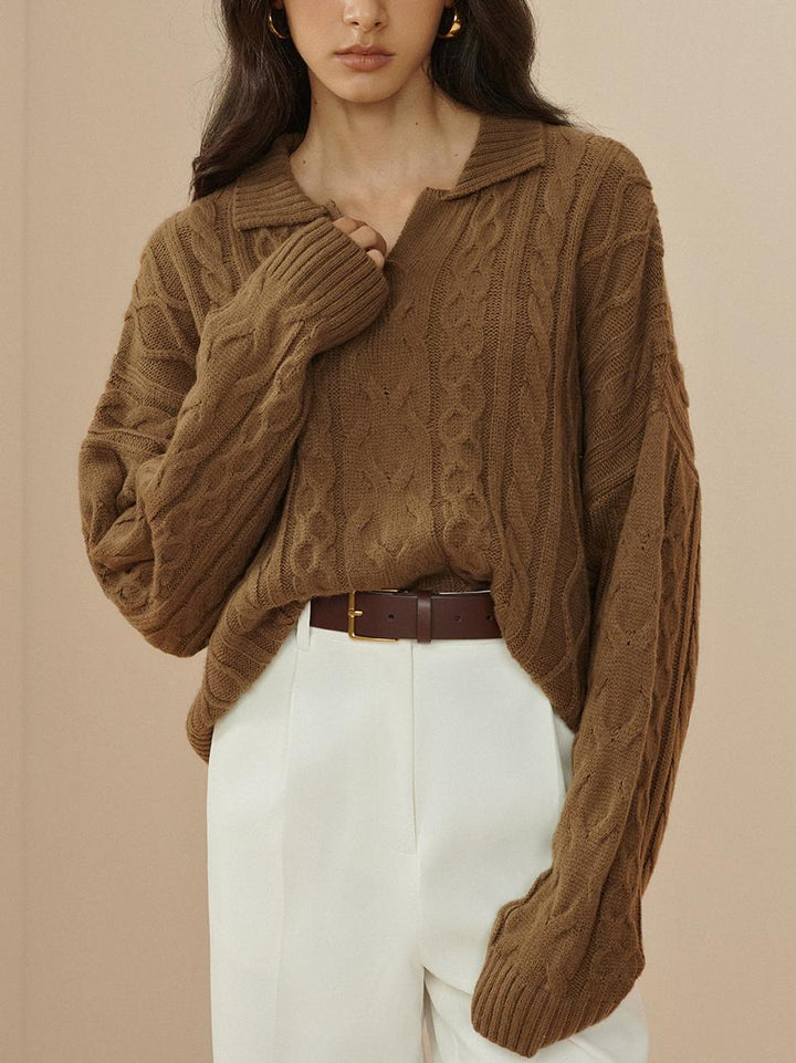Pull en tricot torsadé à revers surdimensionné