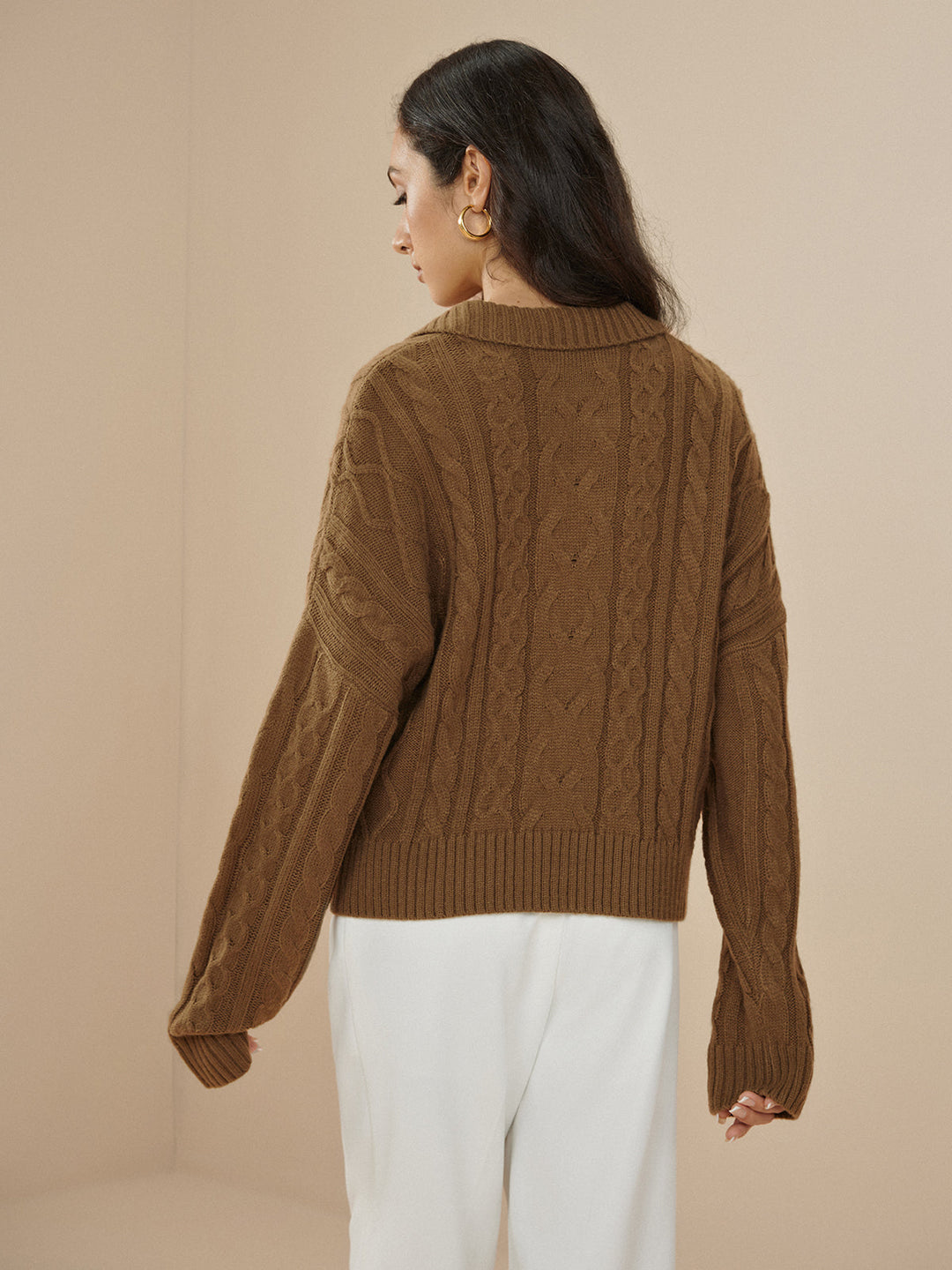 Pull en tricot torsadé à revers surdimensionné