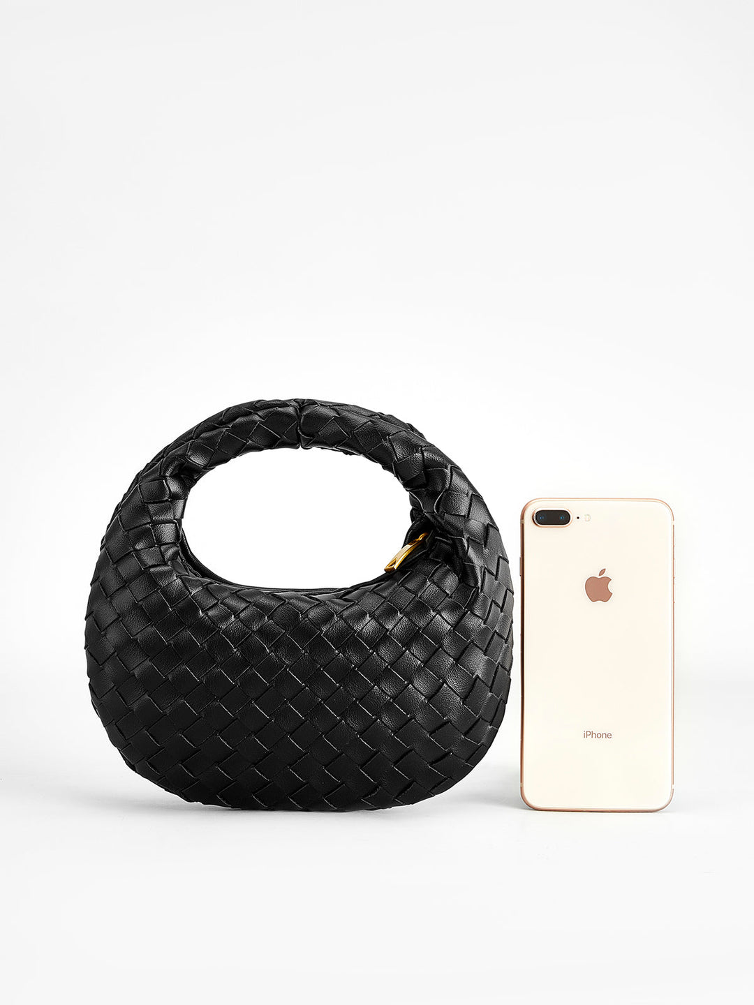 Sac à main zippé tissé arrondi
