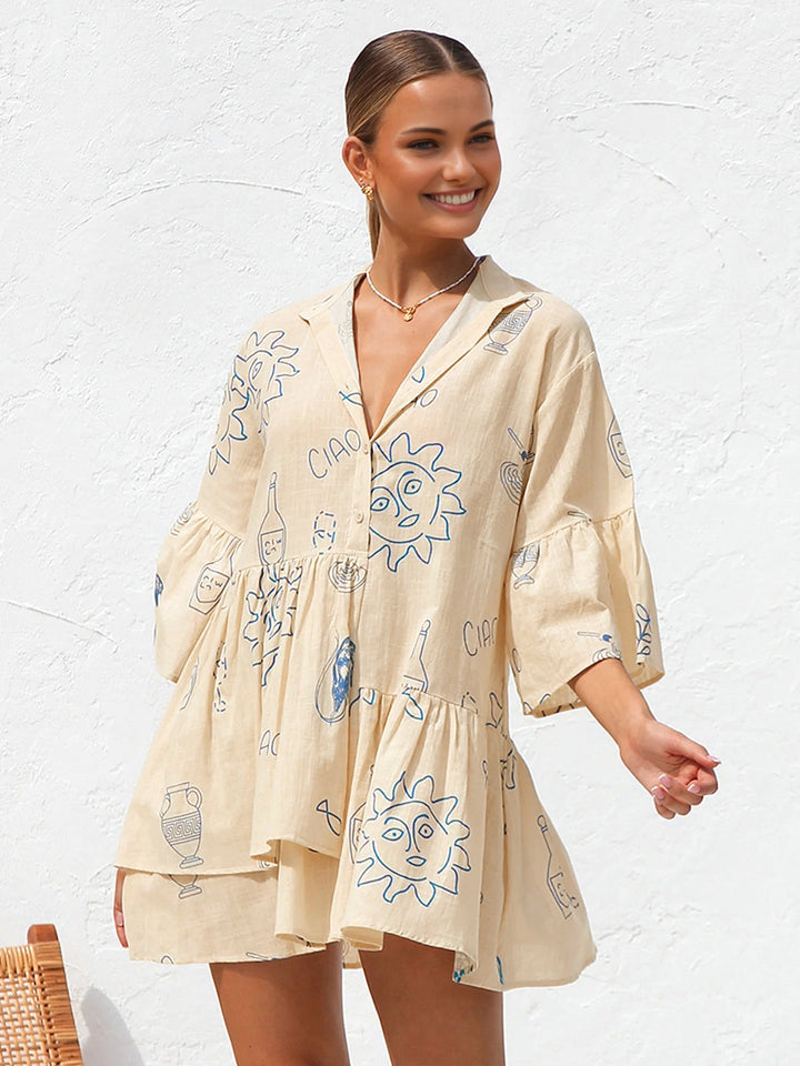 Robe Courte Oversized "Sun Print"