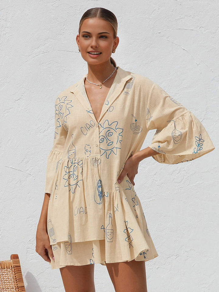 Robe Courte Oversized "Sun Print"