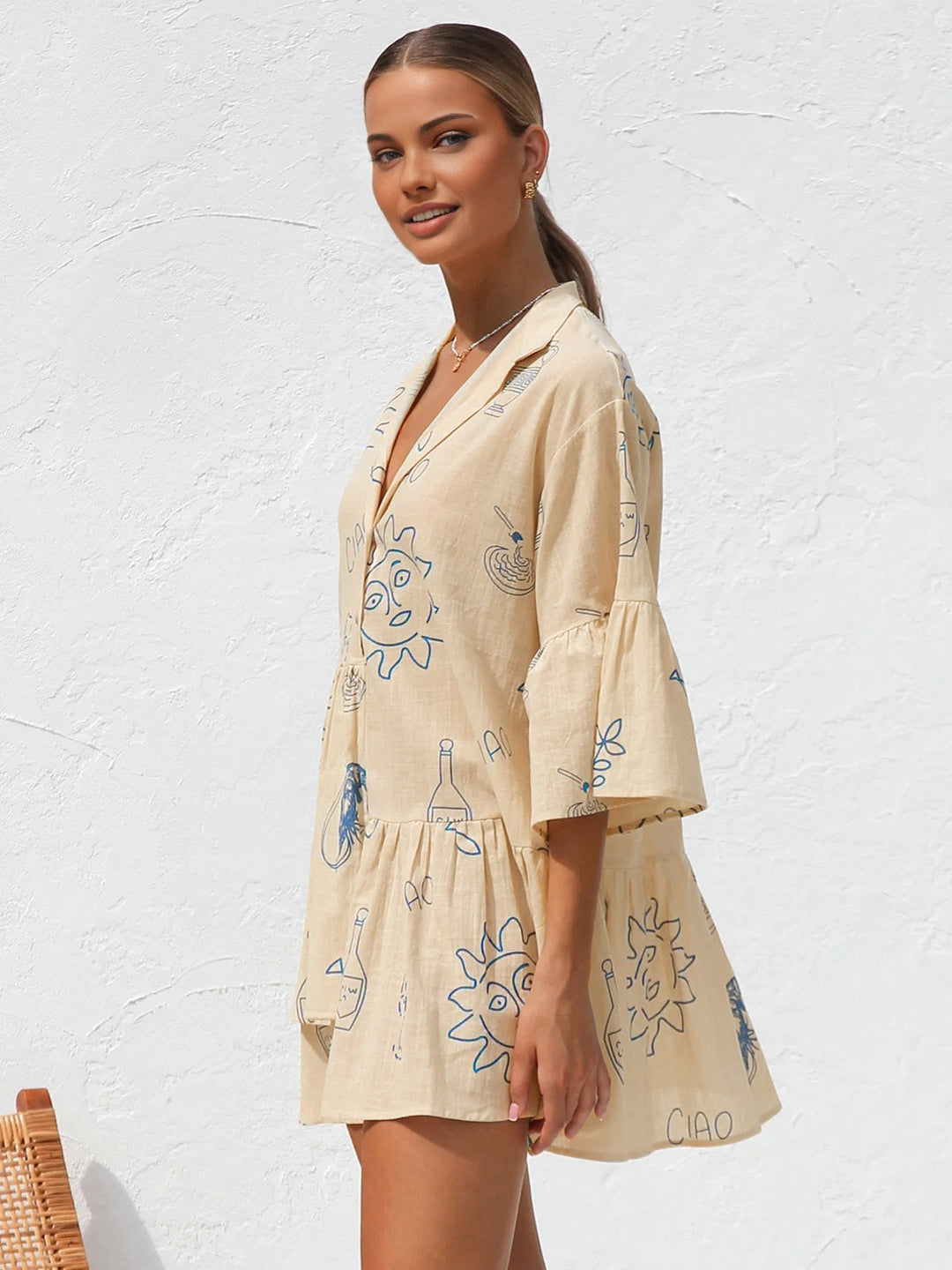 Robe Courte Oversized "Sun Print"