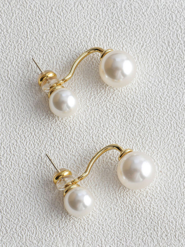 Boucles d'Oreilles Clous Doubles Perles Élégantes