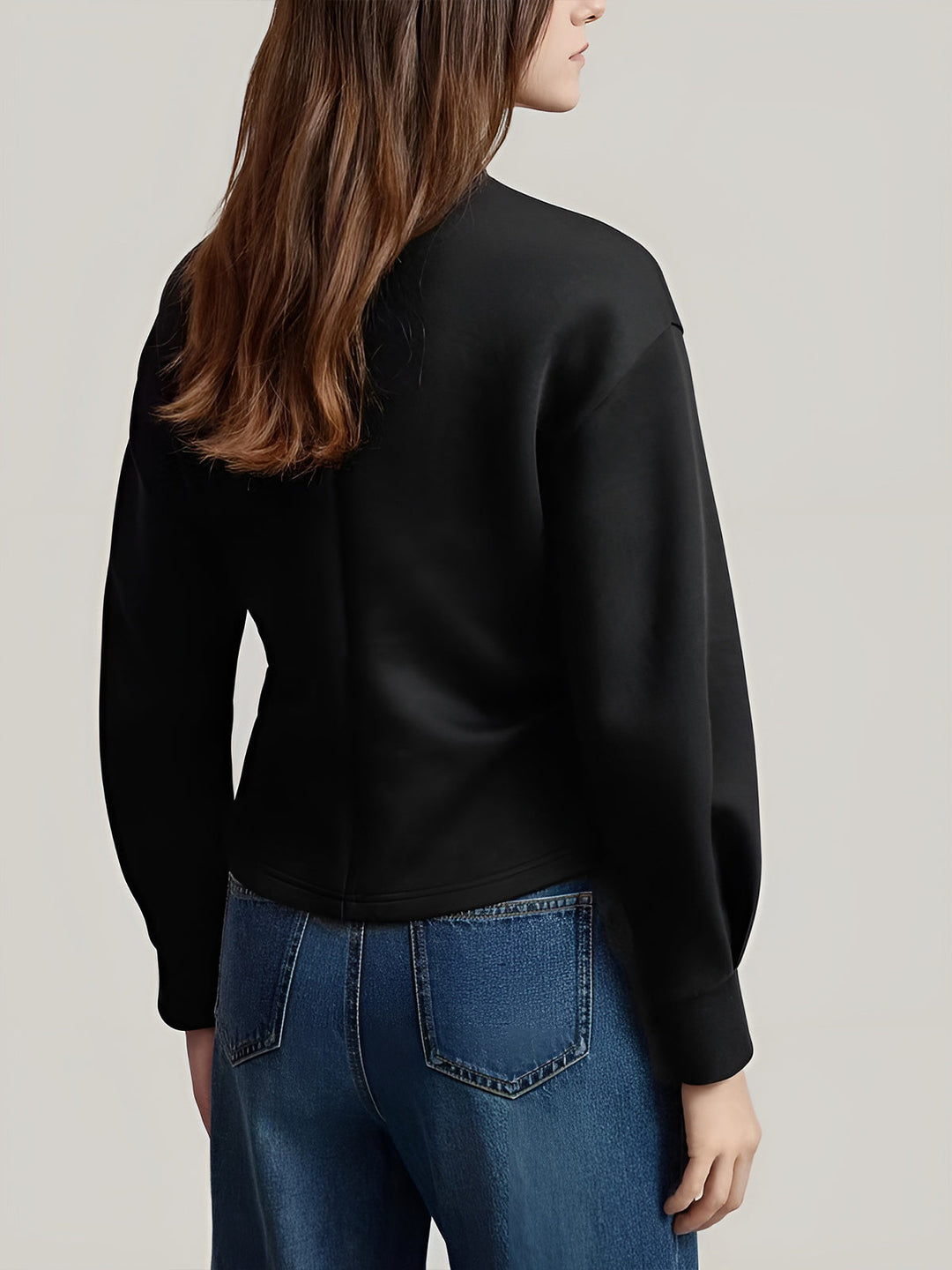 Blouse à Fermeture Éclair Écartelée Unie