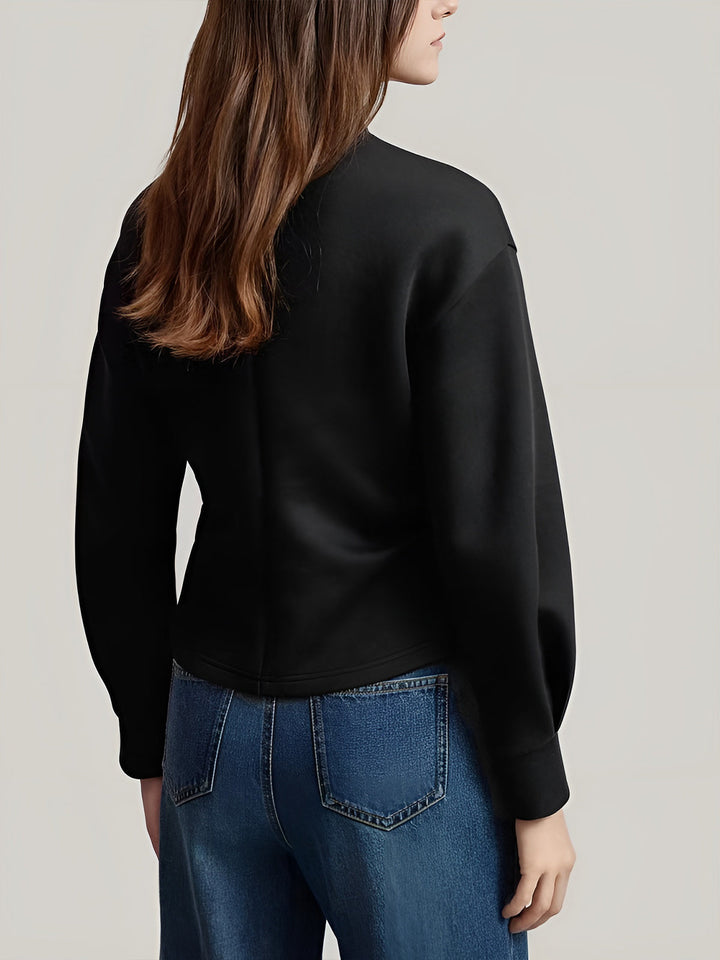 Blouse à Fermeture Éclair Écartelée Unie