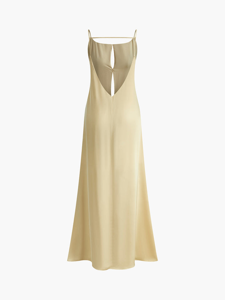 Robe Longue Satinée Sans Dos pour Vacances