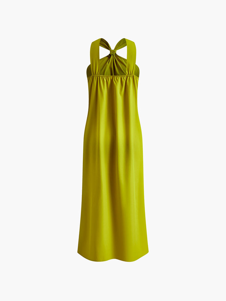 Robe Longue Fendue à Bretelles Croisées