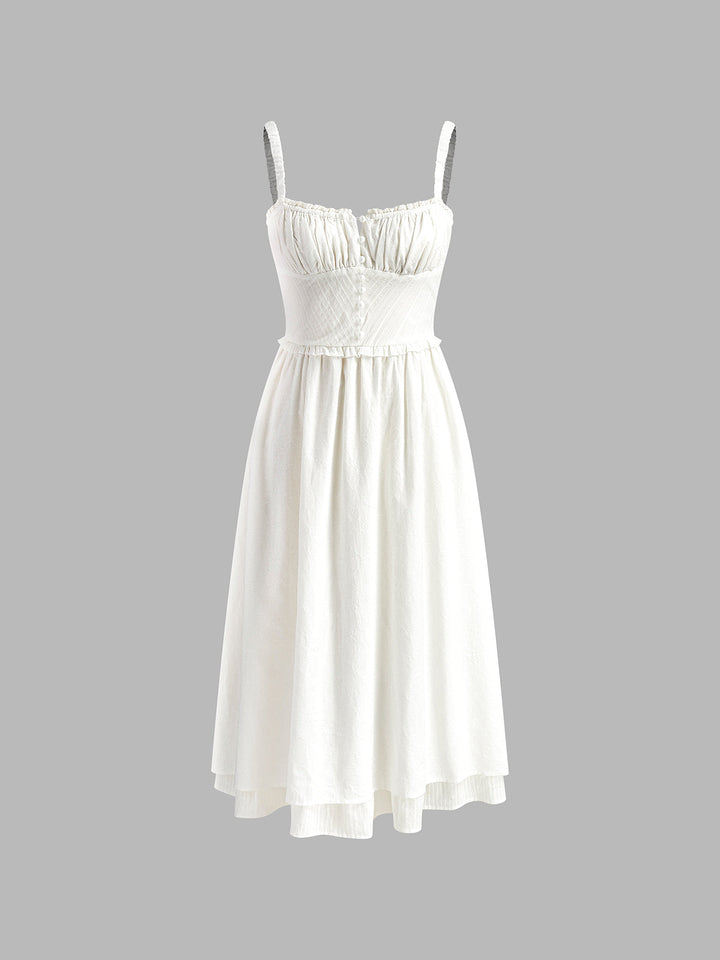 Robe Midi à Volants unie