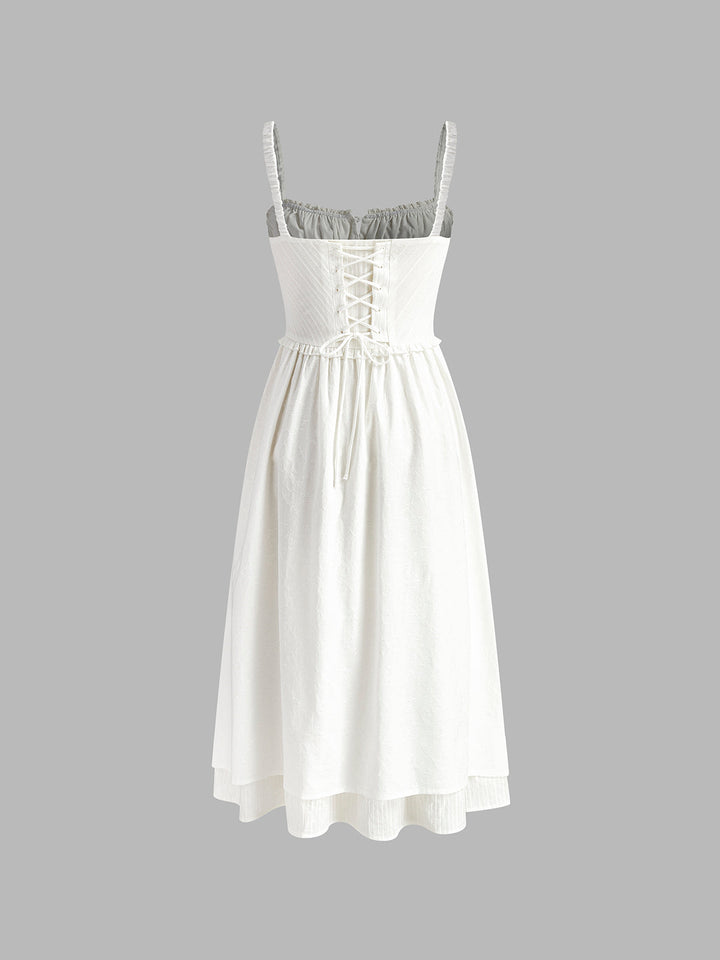 Robe Midi à Volants unie