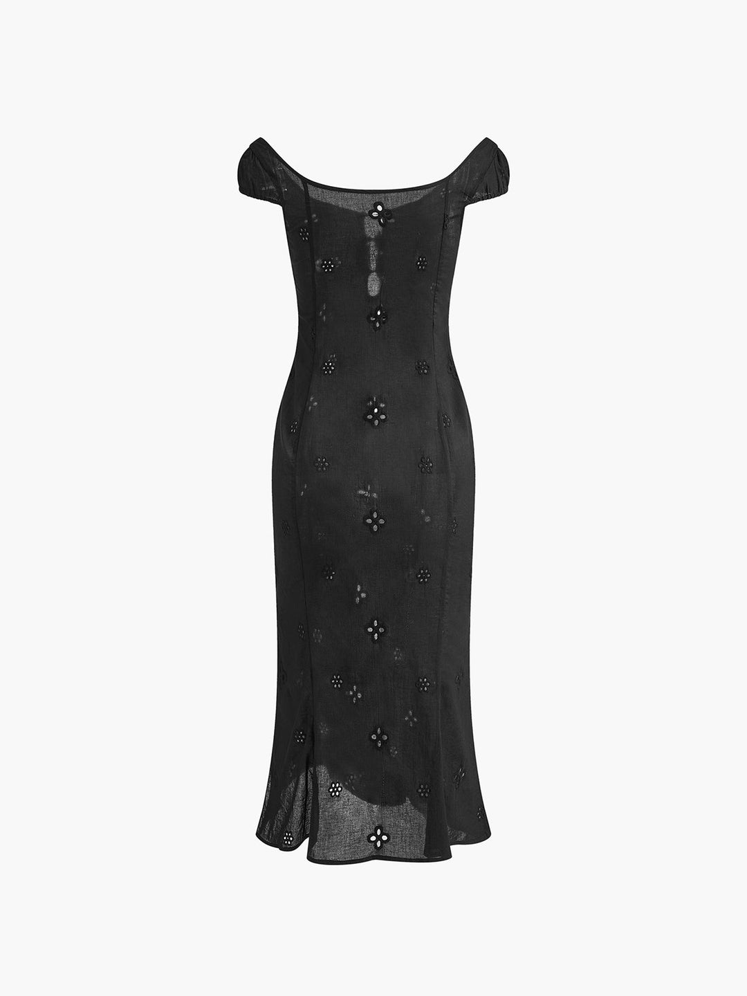 Robe Mi-longue Semi-Transparente en Coton avec Décolleté Trou de Serrure