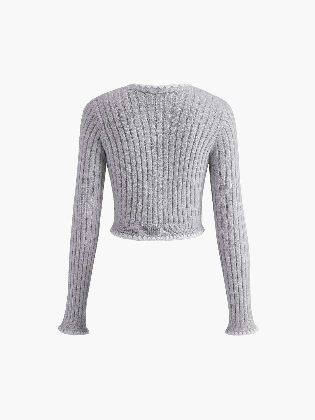 Cardigan à Boutons avec Garniture Brodé Contrastante