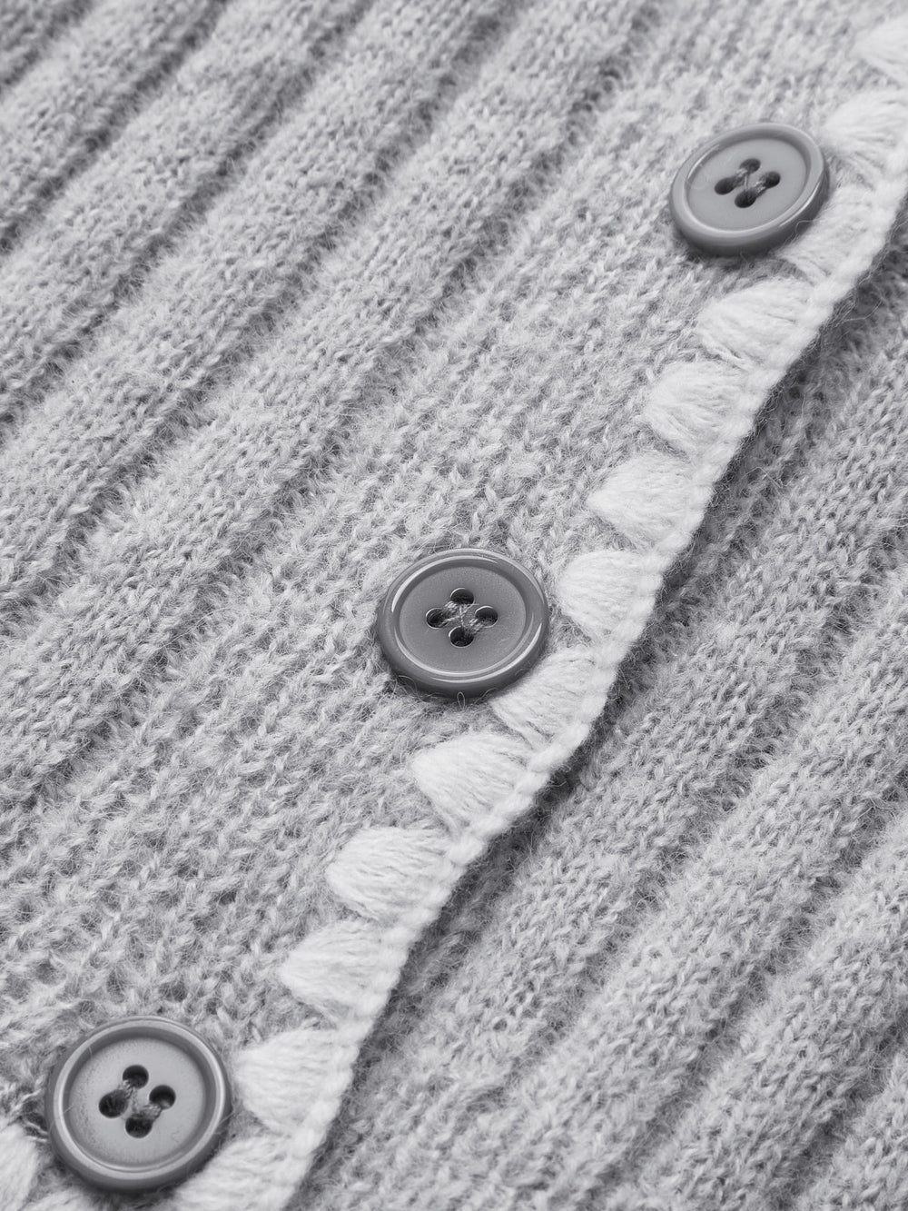 Cardigan à Boutons avec Garniture Brodé Contrastante
