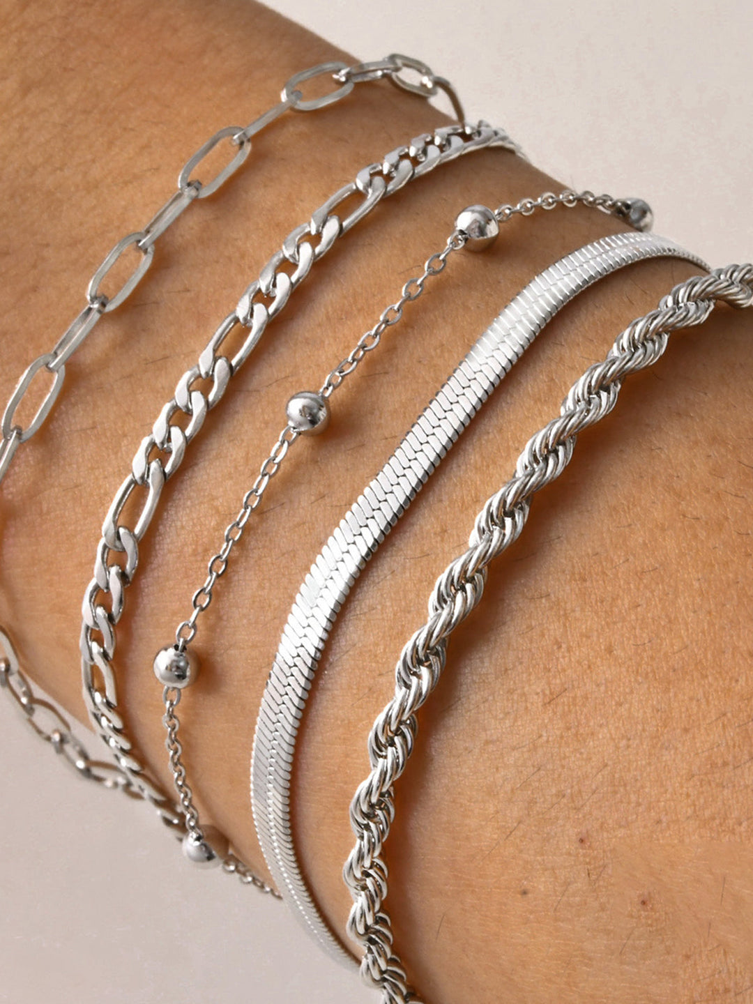 5 Bracelet Chaîne Dorée Géométrique
